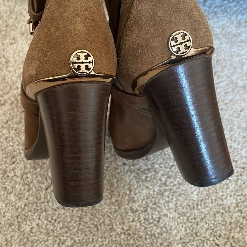 Tory Burch suede brown buckle ankle boots 8.5 great condition